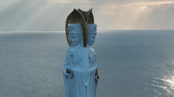 Hainan Adası Çin Deki Nanshan Tapınağı Ndaki Deniz Kıyısındaki Merhamet — Stok video