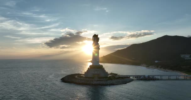 Dea Della Misericordia Statua Mare Nel Tempio Nanshan Isola Hainan — Video Stock