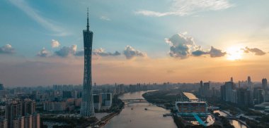 Guangzhou şehrinin havadan manzarası, Çin