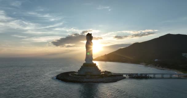 Hainan Adası Çin Deki Nanshan Tapınağı Ndaki Deniz Kıyısındaki Merhamet — Stok video
