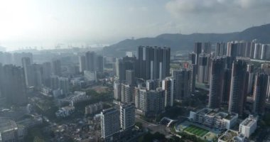 Hong Kong şehrinin hava görüntüsü.
