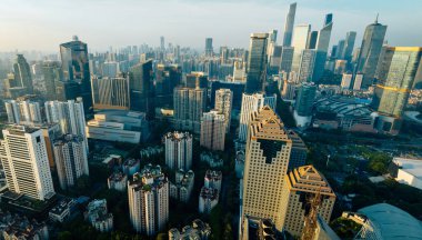 Guangzhou şehrindeki hava manzaralı manzara, Çin