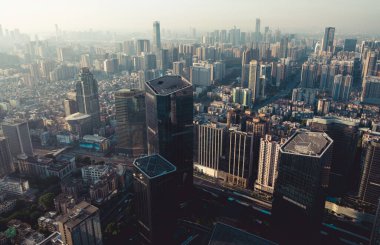 Guangzhou şehrinin havadan panoramik manzarası, Çin