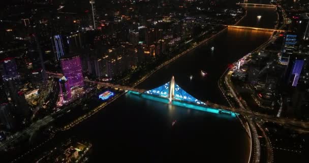 Guangzhou China August 2023 Aerial View Night Landscape Guangzhou City — Stock Video