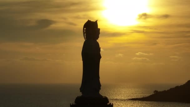 Богиня Милосердя Статуя Морі Храмі Наньшань Острів Хайнань Провінція Хайнань — стокове відео