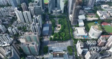 Hong Kong şehrinin hava görüntüsü.