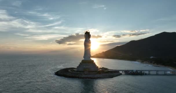 Goddess Mercy Statue Seaside Nanshan Temple Hainan Island Hainan Province — Stock Video