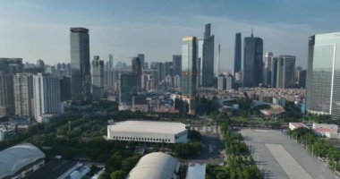 Hong Kong şehrinin hava görüntüsü.