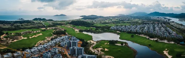Luftaufnahme Des Modernen Golfplatz Resorts Auf Der Insel Hainan China — Stockfoto