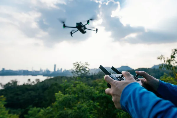 Drone Flying Spring City — Stock Photo, Image