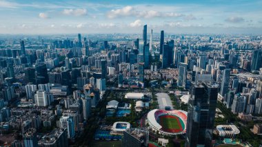 Guangzhou şehrinin havadan manzarası, Çin