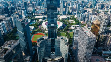 Guangzhou şehrinin havadan manzarası, Çin