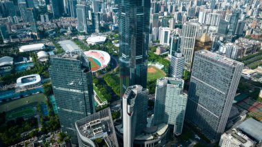 Guangzhou şehrinin havadan manzarası, Çin