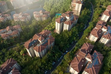 Çin 'in Hainan ilindeki güzel tatil evleri.