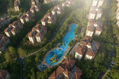 Çin 'in Hainan ilindeki güzel tatil evleri.