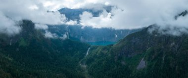 Yüksek irtifa orman dağı ve göl manzarasının güzel manzarası