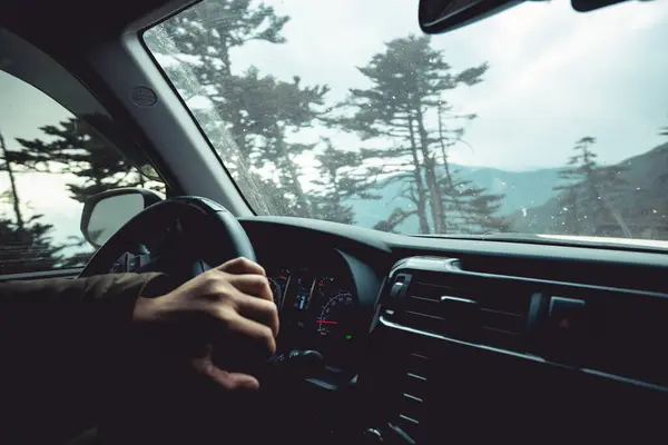 stock image  Driving car on the high altitude mountain trail in tibet,China