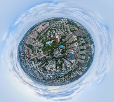 Çin 'deki modern apartmanın havadan görünüşü