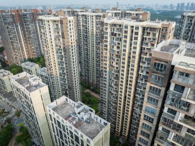 Çin 'deki modern apartmanın havadan görünüşü