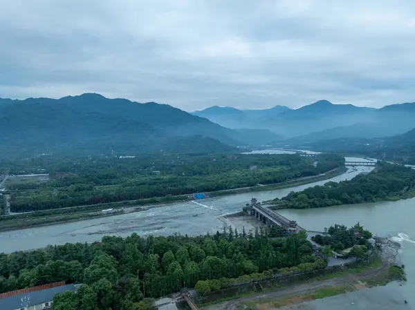 Stock image Drone view of landscape in dujiangyan, Sichuan province, China