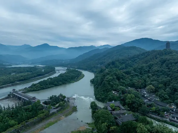 stock image Morning view of landscape in dujiangyan,Sichuan province,China