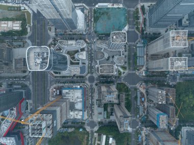 Çin 'in Chengdu şehrindeki hava manzarası.