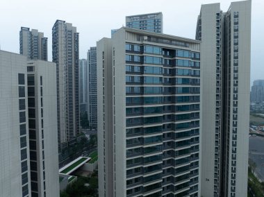 Çin 'in Chengdu şehrindeki yeni apartman manzarası.