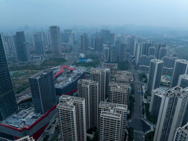 Çin 'in Chengdu şehrindeki hava manzarası.