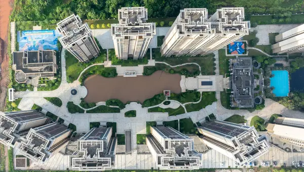 stock image Aerial view of urbanization in China