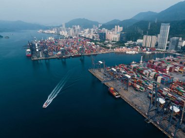 Aerial view of Yantian international container terminal in Shenzhen city, China