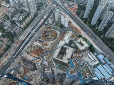 Shenzhen şehrindeki inşaat alanının havadan görünüşü, Çin