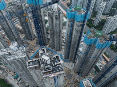 Shenzhen şehrindeki inşaat alanının havadan görünüşü, Çin