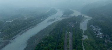 Dujiangyan 'daki hava manzarası, Sichuan bölgesi, Çin