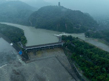 Dujiangyan 'daki hava manzarası, Sichuan bölgesi, Çin