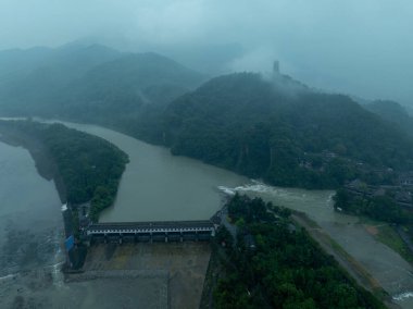 Dujiangyan 'daki hava manzarası, Sichuan bölgesi, Çin