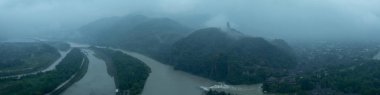 Dujiangyan 'daki hava manzarası, Sichuan bölgesi, Çin