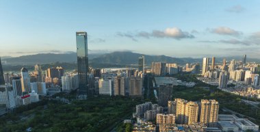 Shenzhen şehrindeki şehir merkezinin hava manzarası, Çin