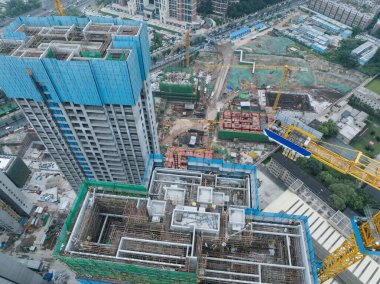 Çin 'in Chengdu şehrinde yeni tianfu alanının havadan görünüşü