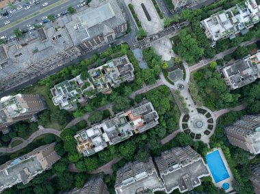 Aerial view of construction site of modern office buildings in Chengdu city, China clipart