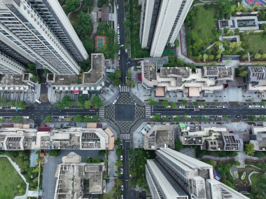 Aerial view of Tianfu New Area landscape in Chengdu city, China clipart