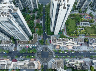 Aerial view of landscape in chengdu city,China clipart