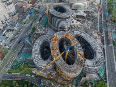 Chengdu, Çin - 11 Mayıs 2024, Çin 'in Chengdu şehrindeki inşaat alanının hava görüntüleri.