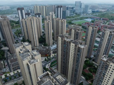 Çin 'in Chengdu şehrindeki hava manzarası.