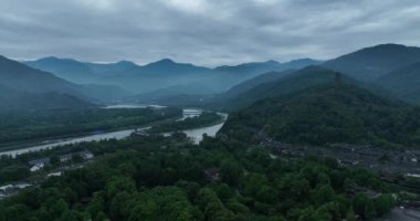 Dujiangyan 'daki hava manzarası, Sichuan bölgesi, Çin