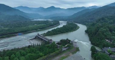 Dujiangyan 'daki hava manzarası, Sichuan bölgesi, Çin