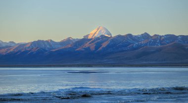 Mount Kailash and mapang yongcuo landscape in tibet, China clipart