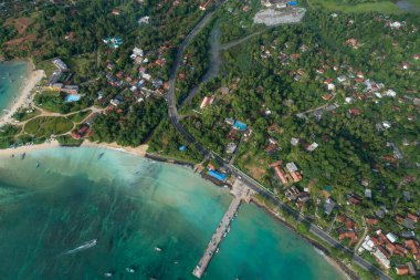 Balıkçı köyü sri Lanka ile güzel deniz manzarası havadan görünümü