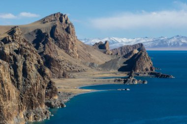 Tibet, Çin 'deki güzel göl manzarası