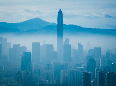 Shenzhen şehrinin havadan manzarası, Çin