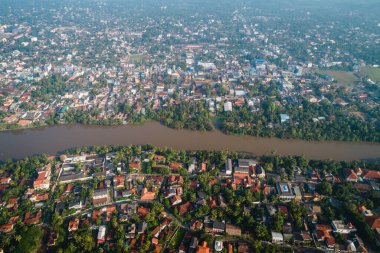 Balıkçı köyü sri Lanka ile güzel deniz manzarası havadan görünümü